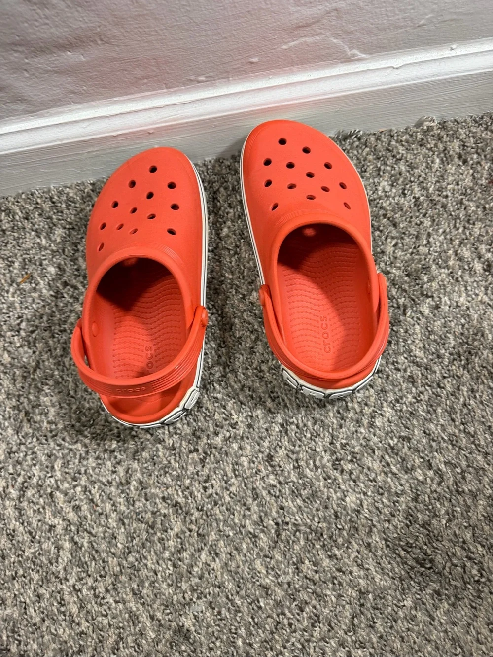 CROCS Kids' Coral Orange Classic Clogs with Heel Strap